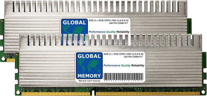 4GB (2 x 2GB) DDR3 1800MHz PC3-14400 240-PIN OVERCLOCK DIMM MEMORY RAM KIT FOR PC DESKTOPS/MOTHERBOARDS